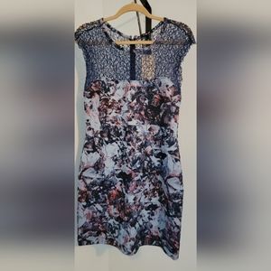 Blue floral fitted dress